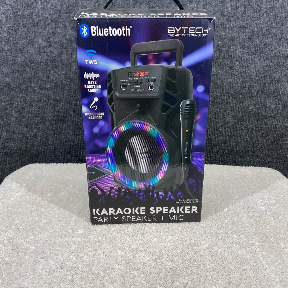 Bytech Bluetooth Karaoke Party Speaker with Wired Mic LED Lights BY-AU-BS-173-BK